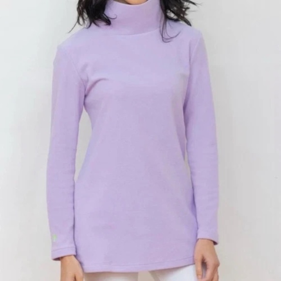 Dudley Stephens Cobble Hill Turtleneck Terry Fleece Sweater Lavender Small - Picture 2 of 5